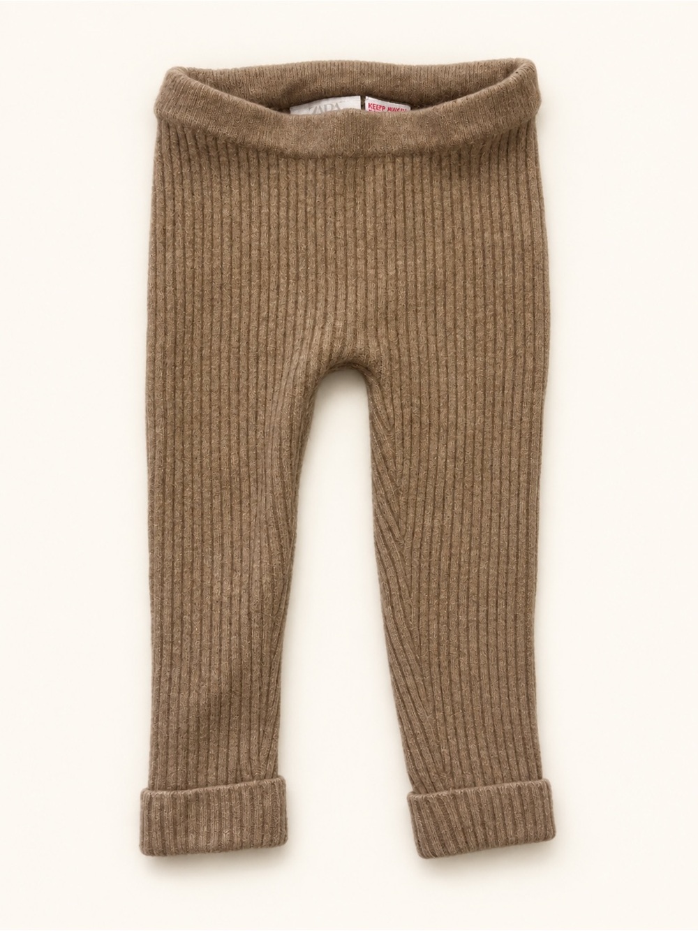 Zara Kids Ribbed cashmere Leggings - Taupe Brown